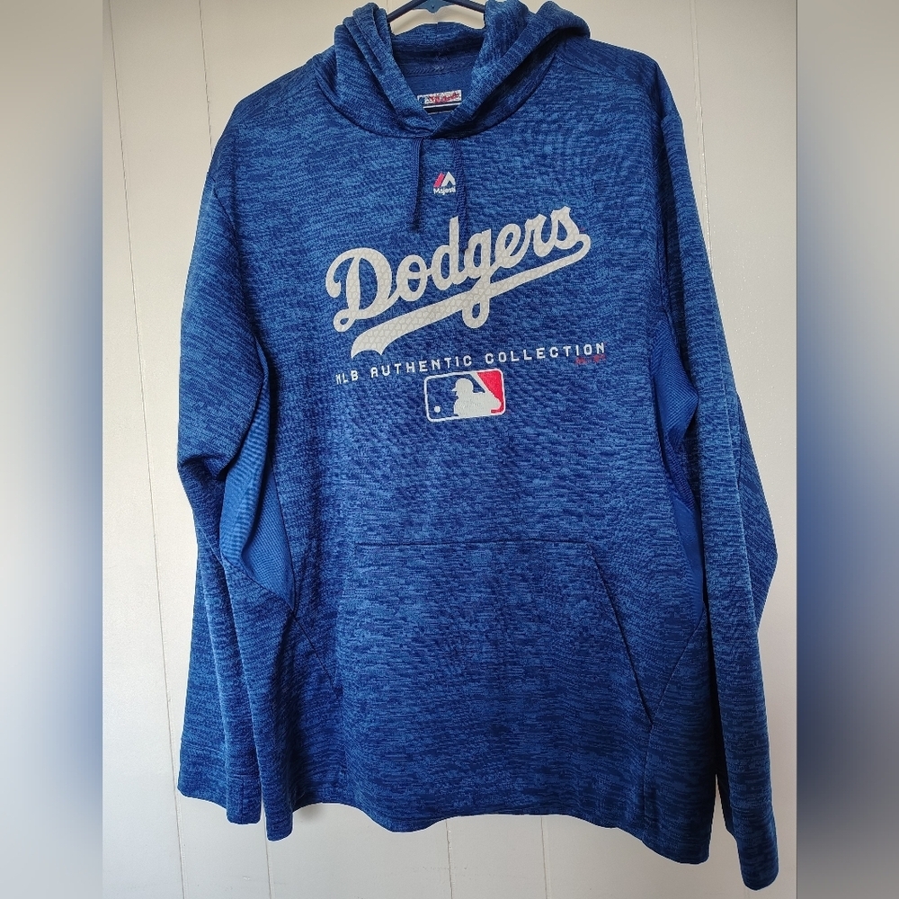 Majestic Dodgers Blue Crewneck Hoodie Pullover Size L